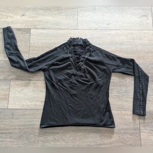 Etincelle Couture Long Sleeve Women's Black Sweater Studded Size: 3 Zip Closure